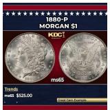 1880-p Morgan Dollar $1 Grades ms65