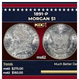 1891-p Morgan Dollar $1 Grades ms62