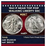 1941-p Walking Liberty Half Dollar Near Top Pop 50