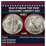 1942-p Walking Liberty Half Dollar Near Top Pop 50