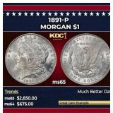 1891-p Morgan Dollar $1 ms65 SEGS