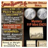 Sears 10 Coin Circulated Peace Dollar $1 Roll Myst