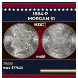 1884-p Morgan Dollar $1 Grades ms66