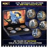 5 Coin Batman Gold Plated Round Collection