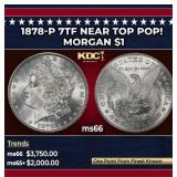 1878-p 7tf Morgan Dollar Near Top Pop! $1 ms66 SEG