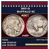 1917-d Buffalo Nickel 5c ms65+ SEGS