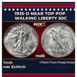 1935-d Walking Liberty Half Dollar Near Top Pop 50