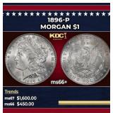 1896-p Morgan Dollar $1 ms66+ SEGS