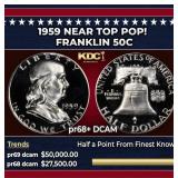 1959 Proof Franklin Half Dollar Near Top Pop! 50c