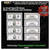 4x Small Sized $5 Notes 1934/1953 Silver Certifica