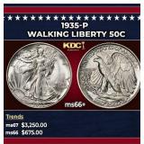1935-p Walking Liberty Half Dollar 50c ms66+ SEGS