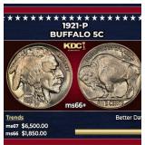 1921-p Buffalo Nickel 5c ms66+ SEGS