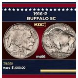 1916-p Buffalo Nickel 5c ms66 SEGS