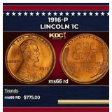 1916-p Lincoln Cent 1c Grades ms66 rd