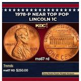1978-p Lincoln Cent Near Top Pop 1c ms67 rd SEGS