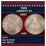 1909 Liberty Nickel 5c ms65+ SEGS