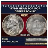1971-p Jefferson Nickel Near Top Pop 5c ms67 5fs S