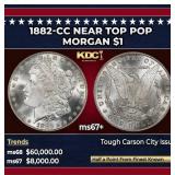 1882-cc Morgan Dollar Near Top Pop $1 ms67+ SEGS