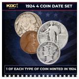 1924 5 Coin Date Set, 1 Of Each Type Of Coin Minte