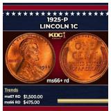 1925-p Lincoln Cent 1c ms66+ rd SEGS