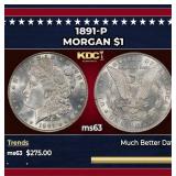 1891-p Morgan Dollar $1 Grades ms63