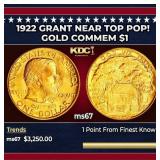 1922 Grant Gold Commem Dollar Near Top Pop! 1 ms67
