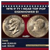 1976-p Ty 1 Eisenhower Dollar Near Top Pop $1 ms65