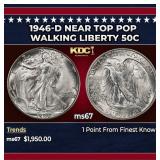 1946-d Walking Liberty Half Dollar Near Top Pop 50