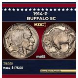 1914-p Buffalo Nickel 5c Grades ms65