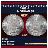 1882-p Morgan Dollar $1 Grades ms64+