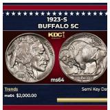 1923-s Buffalo Nickel 5c ms64 SEGS