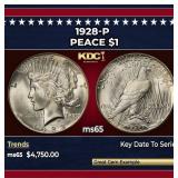 1928-p Peace Dollar $1 ms65 SEGS