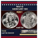 1941-d Mercury Dime 10c ms67 fsb SEGS