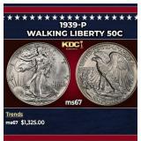 1938-p Walking Liberty Half Dollar Near Top Pop 50