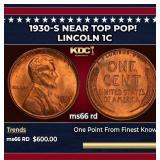 1930-s Lincoln Cent Near Top Pop! 1c Grades ms66 r
