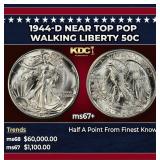 1944-d Walking Liberty Half Dollar Near Top Pop 50