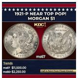 1921-p Morgan Dollar Near Top Pop! $1 ms67 SEGS