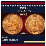 1907 Indian Cent . 1c ms66 rd SEGS