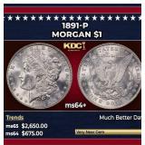 1891-p Morgan Dollar $1 ms64+ SEGS