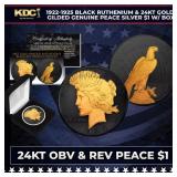 1922-1925 Black Ruthenium & 24KT Gold Gilded Genui