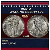 1929-d Walking Liberty Half Dollar 50c ms64 SEGS