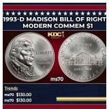 1993-d Madison Modern Commem Dollar Bill Of Rights