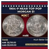 1904-p Morgan Dollar Near Top Pop $1 ms66 SEGS