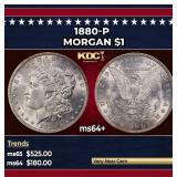 1880-p Morgan Dollar $1 Grades ms64+