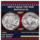 1937-p Buffalo Nickel Near Top Pop 5c ms67+ SEGS