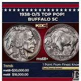 1938-d/s Buffalo Nickel TOP POP! 5c ms68+ SEGS