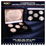 5x Coin Consecutive MORGAN Set 1879-1883-p ALL UNC