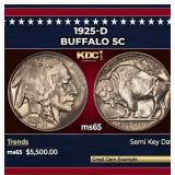 1925-d Buffalo Nickel 5c ms65 SEGS