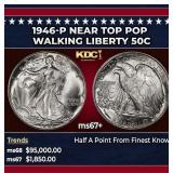 1946-p Walking Liberty Half Dollar Near Top Pop 50