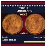 1909-p Lincoln Cent 1c Grades ms66 rd
